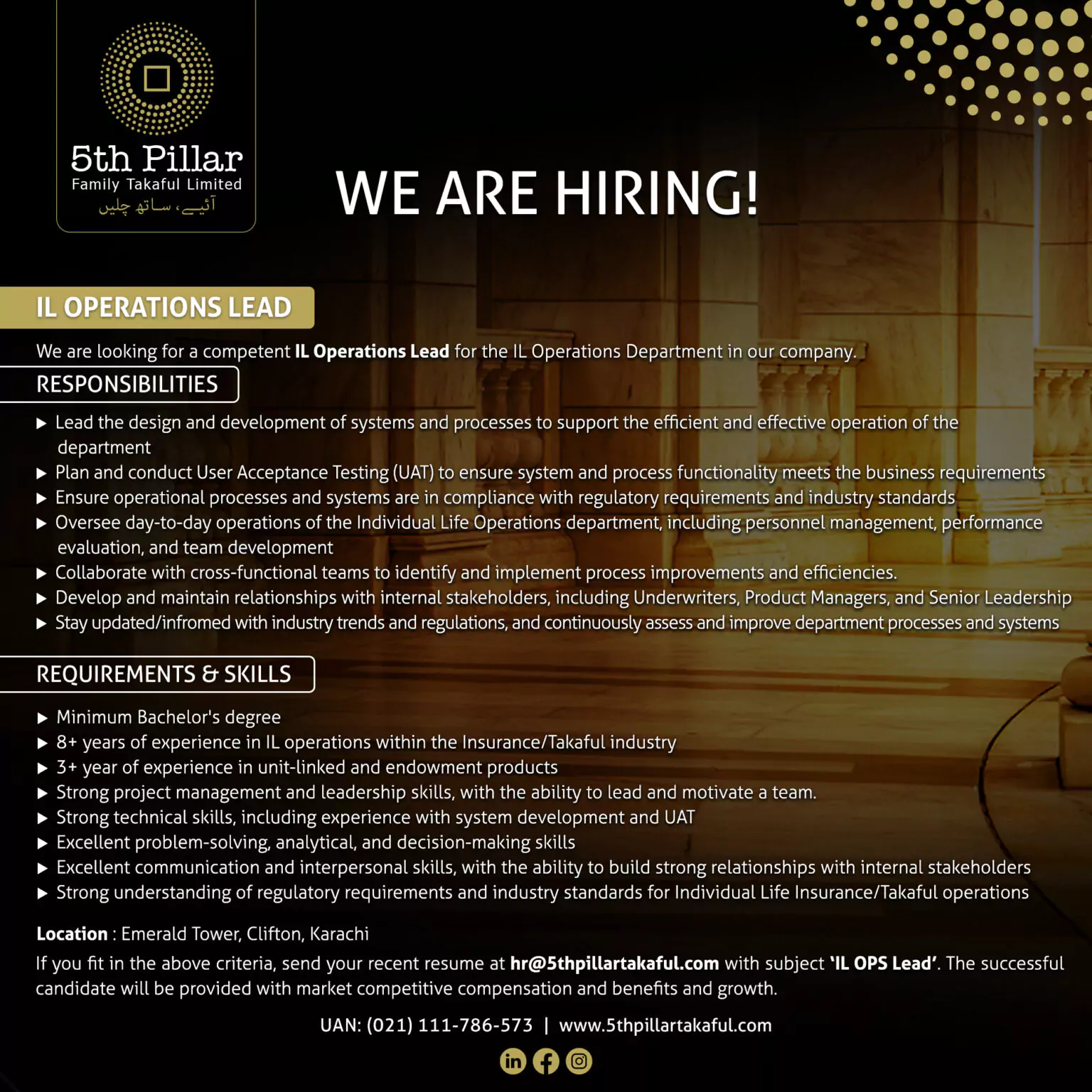 Job ad for IL Operations Lead